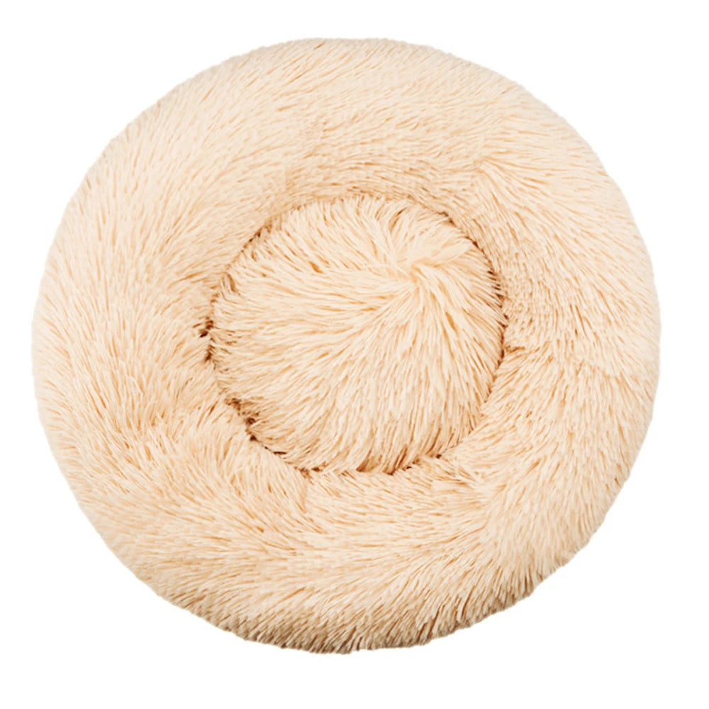 Cream calming donut pet bed