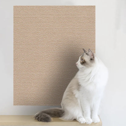 Khaki self-adhesive cat scratch mat on a wall