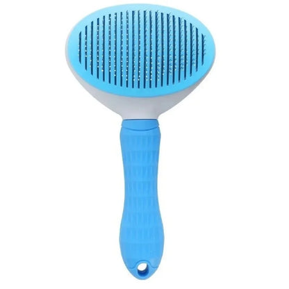 Blue self-cleaning slicker brush