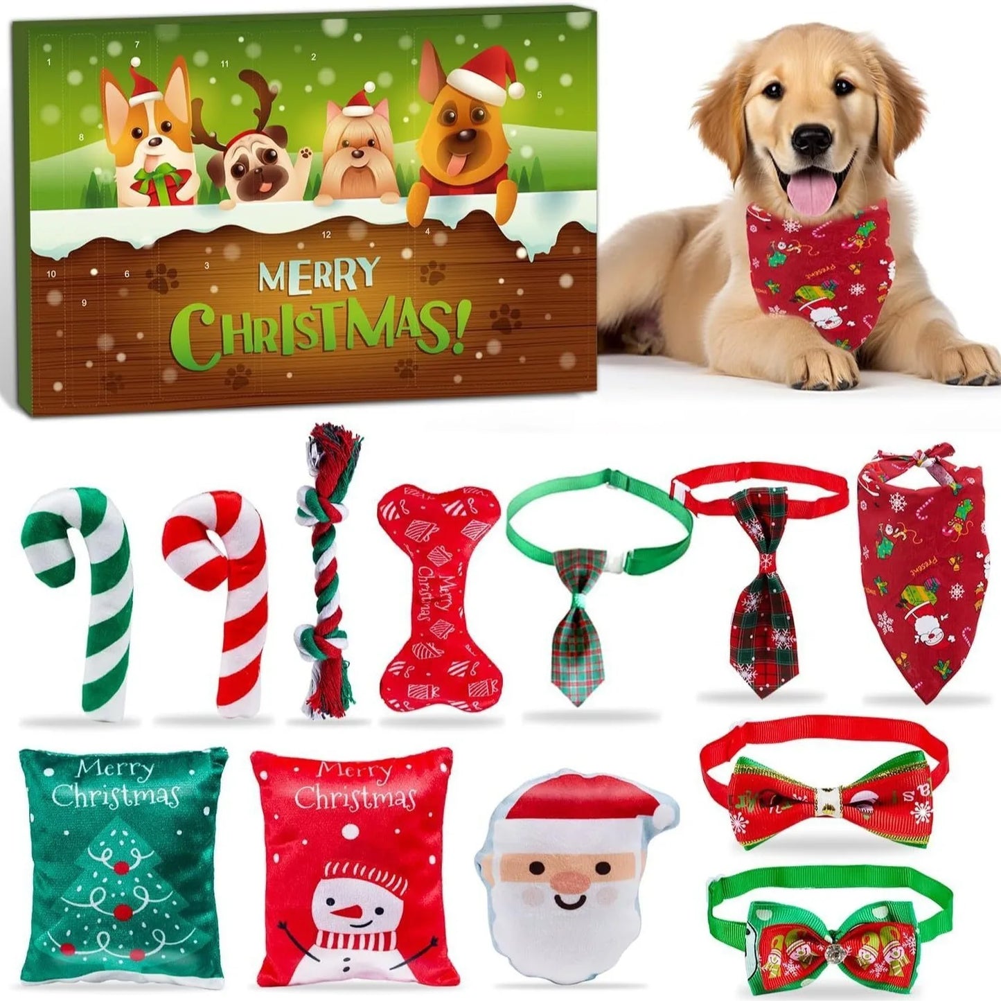 12-Day Dog Advent Calendar | Christmas Toy & Treat Gift Set for Dogs