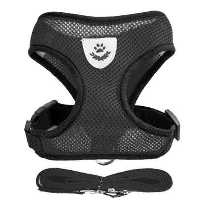 Adjustable Mesh Cat & Small Dog Harness Vest with Walking Leash
