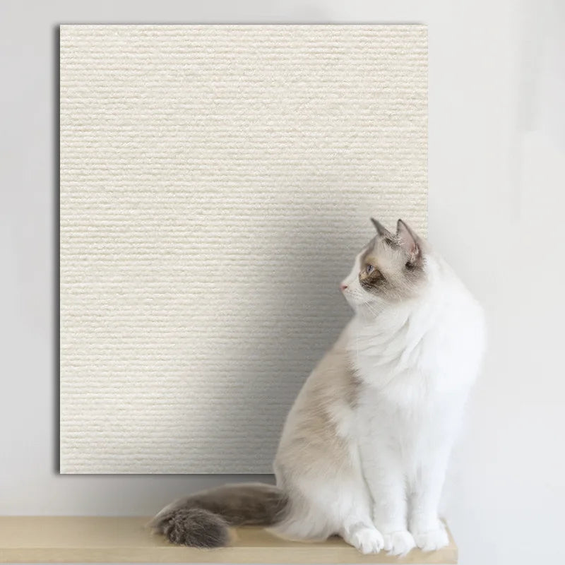 Warm White self-adhesive cat scratch mat on a wall