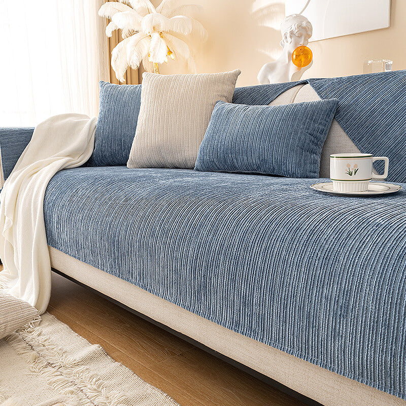 Elegant Solid-Color Chenille Outdoor Couch Cover - Scratch-Resistant, Protective Cover for Patio Furniture
