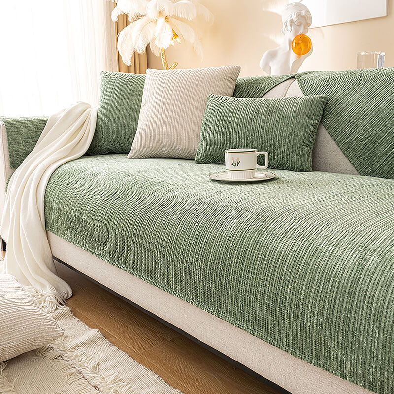 Elegant Solid-Color Chenille Outdoor Couch Cover - Scratch-Resistant, Protective Cover for Patio Furniture