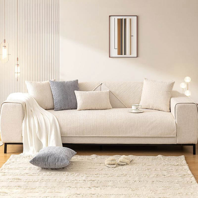 Elegant Solid-Color Chenille Outdoor Couch Cover - Scratch-Resistant, Protective Cover for Patio Furniture