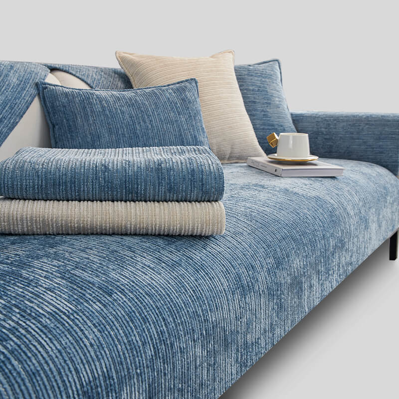 Elegant Solid-Color Chenille Outdoor Couch Cover - Scratch-Resistant, Protective Cover for Patio Furniture