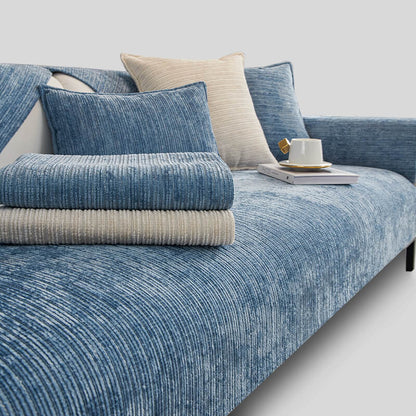 Elegant Solid-Color Chenille Outdoor Couch Cover - Scratch-Resistant, Protective Cover for Patio Furniture