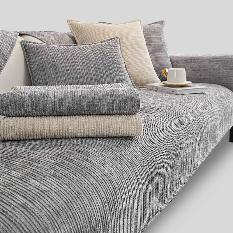 Elegant Solid-Color Chenille Outdoor Couch Cover - Scratch-Resistant, Protective Cover for Patio Furniture