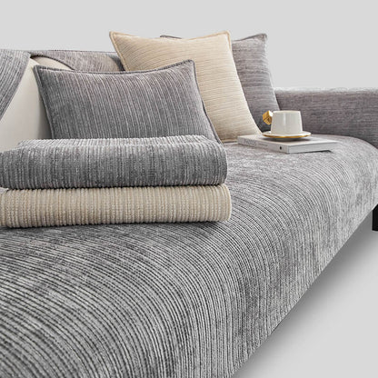 Elegant Solid-Color Chenille Outdoor Couch Cover - Scratch-Resistant, Protective Cover for Patio Furniture