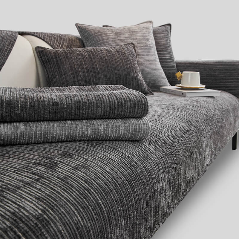 Elegant Solid-Color Chenille Outdoor Couch Cover - Scratch-Resistant, Protective Cover for Patio Furniture
