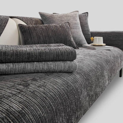 Elegant Solid-Color Chenille Outdoor Couch Cover - Scratch-Resistant, Protective Cover for Patio Furniture