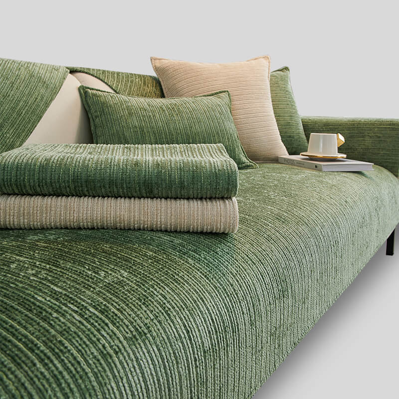 Elegant Solid-Color Chenille Outdoor Couch Cover - Scratch-Resistant, Protective Cover for Patio Furniture