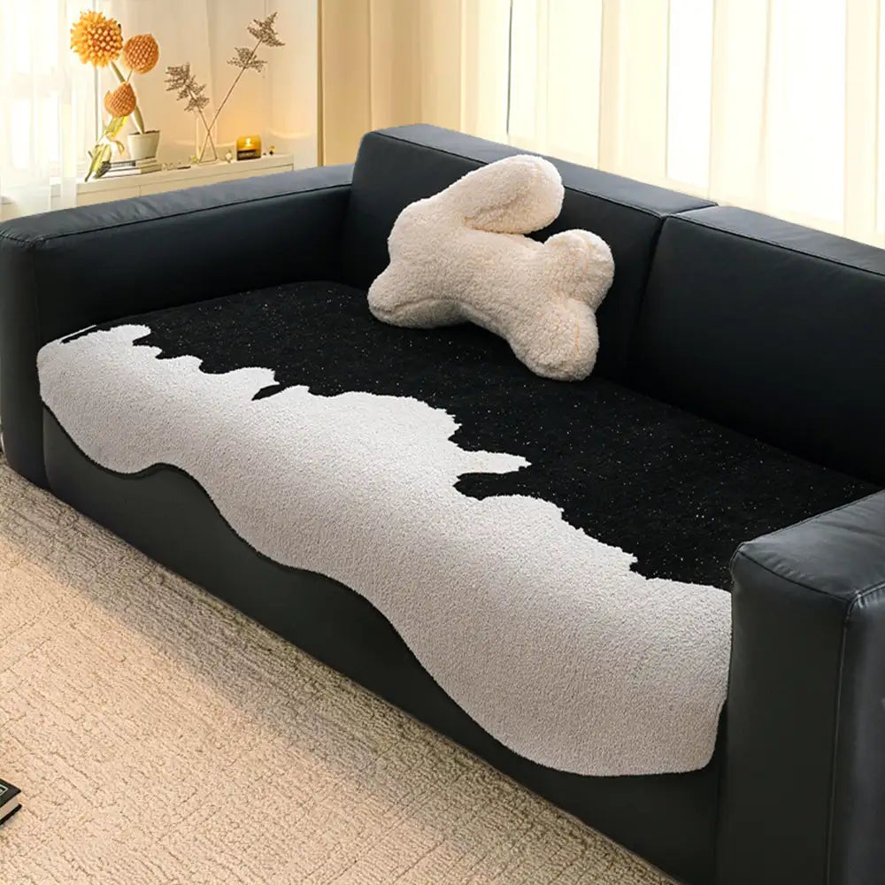 Chic Irregular-Contrast Chenille Couch Cover — Scratch-Resistant & Non-Slip