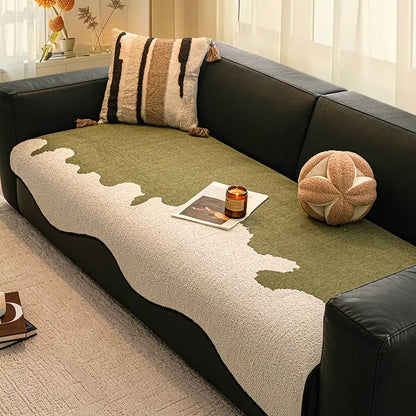 Chic Irregular-Contrast Chenille Couch Cover — Scratch-Resistant & Non-Slip