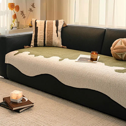 Chic Irregular-Contrast Chenille Couch Cover — Scratch-Resistant & Non-Slip