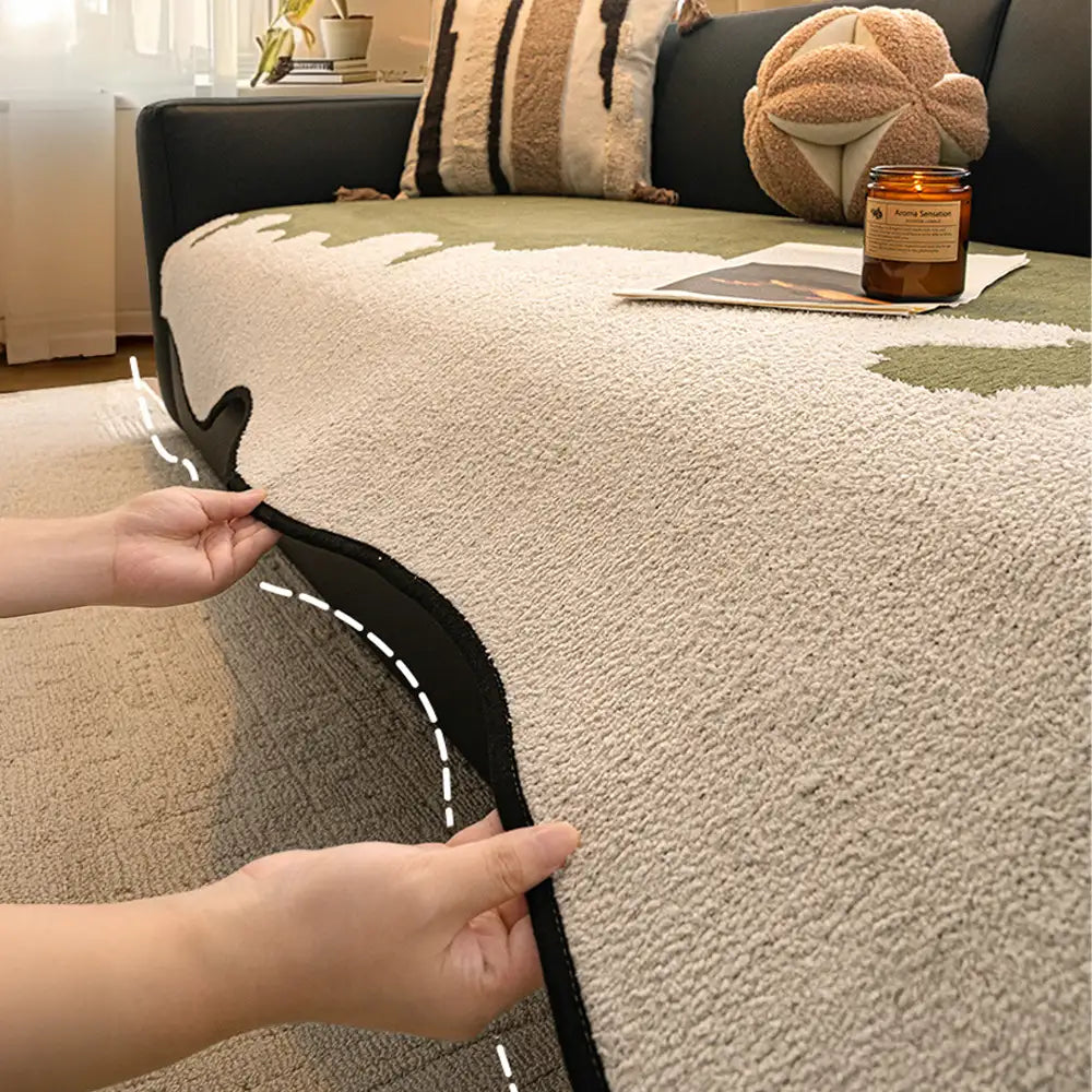 Chic Irregular-Contrast Chenille Couch Cover — Scratch-Resistant & Non-Slip