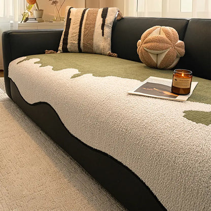 Chic Irregular-Contrast Chenille Couch Cover — Scratch-Resistant & Non-Slip