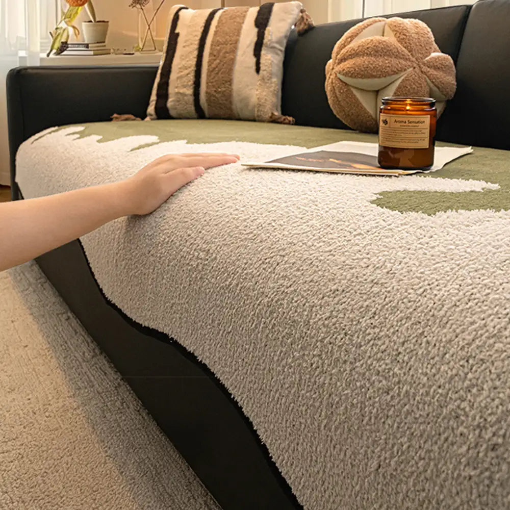 Chic Irregular-Contrast Chenille Couch Cover — Scratch-Resistant & Non-Slip