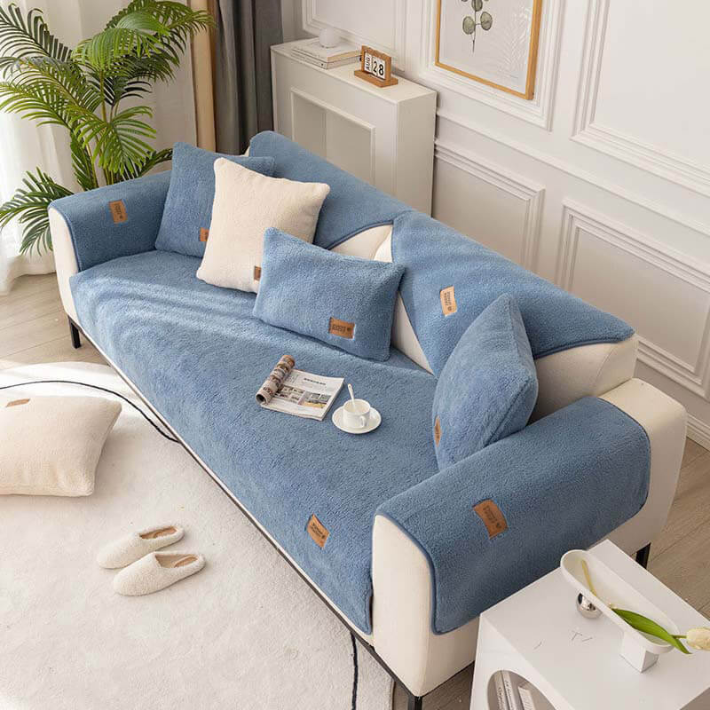 Waterproof, Thick & Cozy Faux Sherpa Fleece Non-Slip Couch Cover Protector