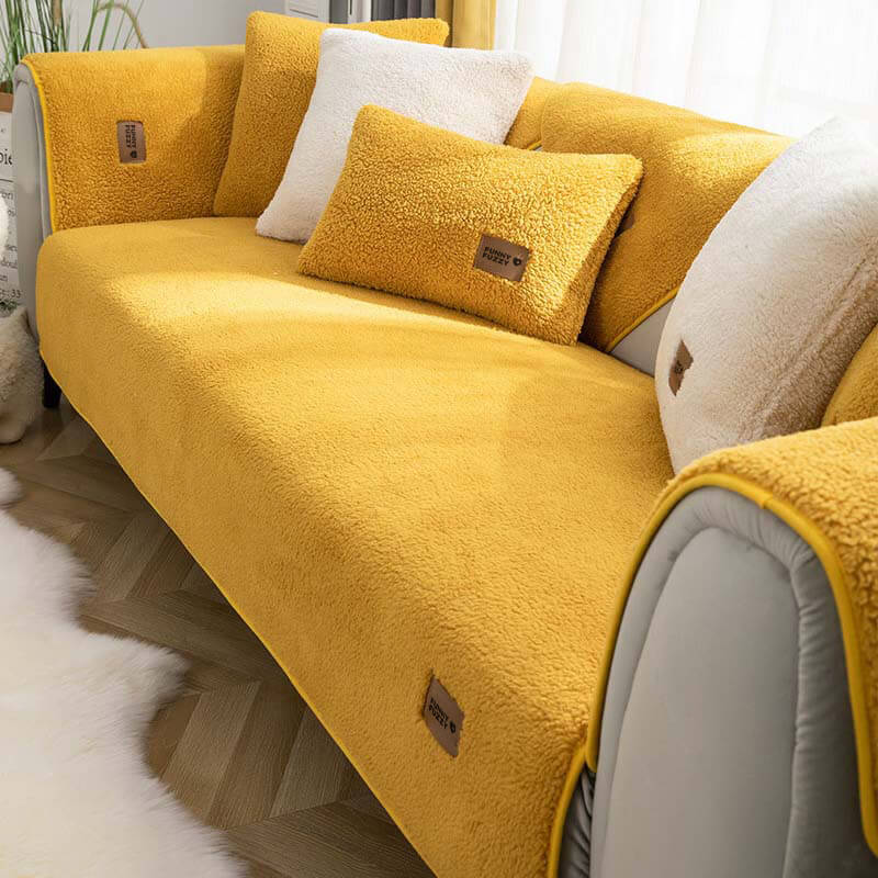 Waterproof, Thick & Cozy Faux Sherpa Fleece Non-Slip Couch Cover Protector