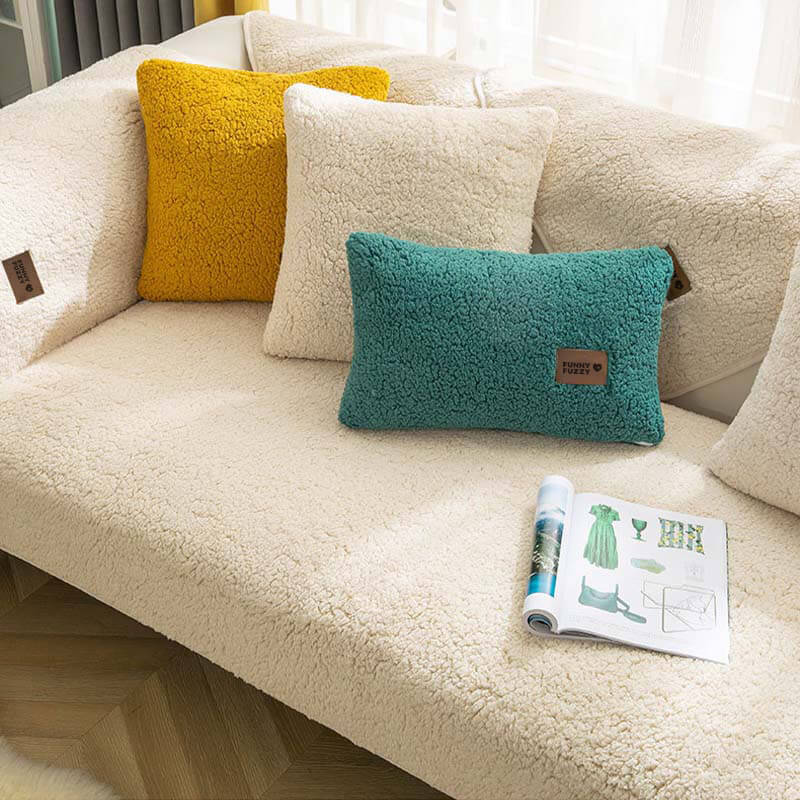 Waterproof, Thick & Cozy Faux Sherpa Fleece Non-Slip Couch Cover Protector