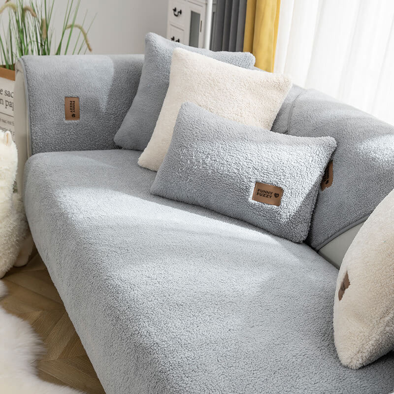 Waterproof, Thick & Cozy Faux Sherpa Fleece Non-Slip Couch Cover Protector