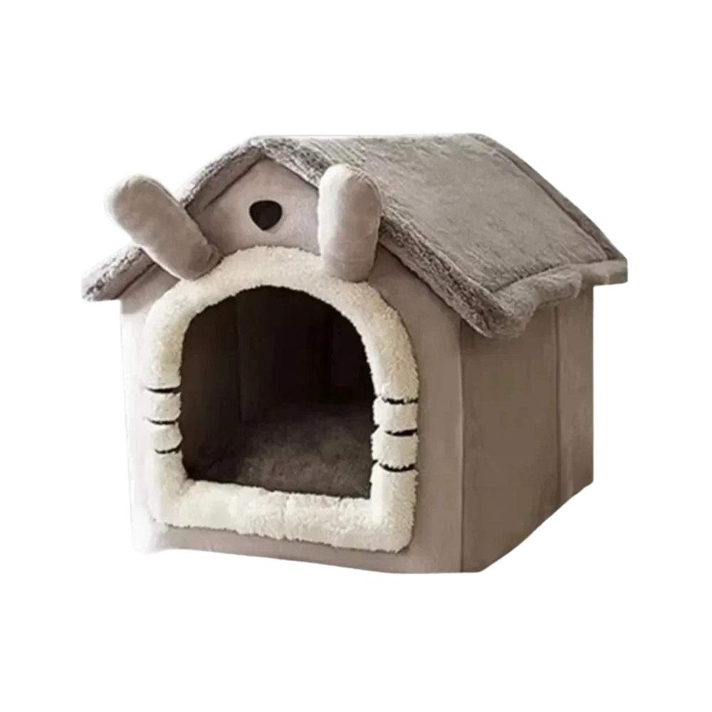 CozyCat Flannel House | Warm Indoor Cat Bed with Soft Cushion & Foldable Design