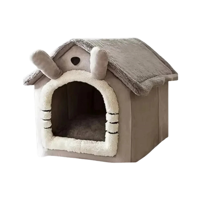 CozyCat Flannel House | Warm Indoor Cat Bed with Soft Cushion & Foldable Design