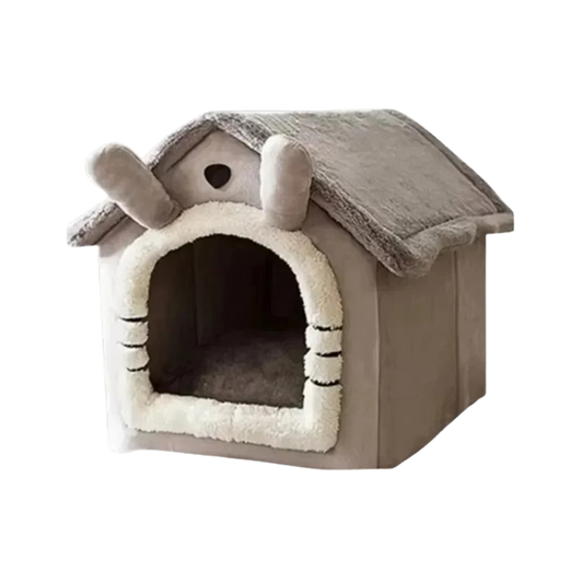 CozyCat Flannel House | Warm Indoor Cat Bed with Soft Cushion & Foldable Design