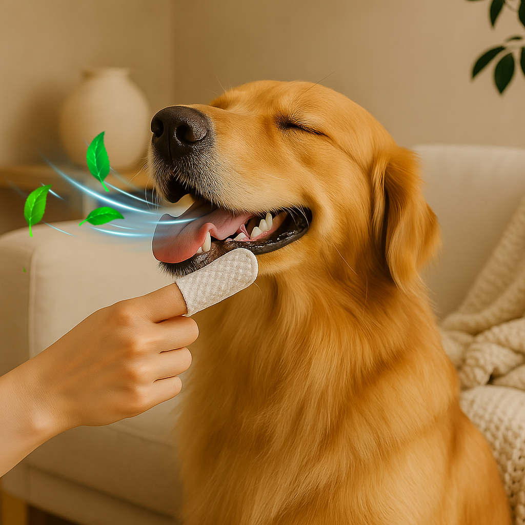 Dog Dental Wipes – Easy Finger Tooth Cleaning Wipes for Dogs, Removes Plaque & Freshens Breath