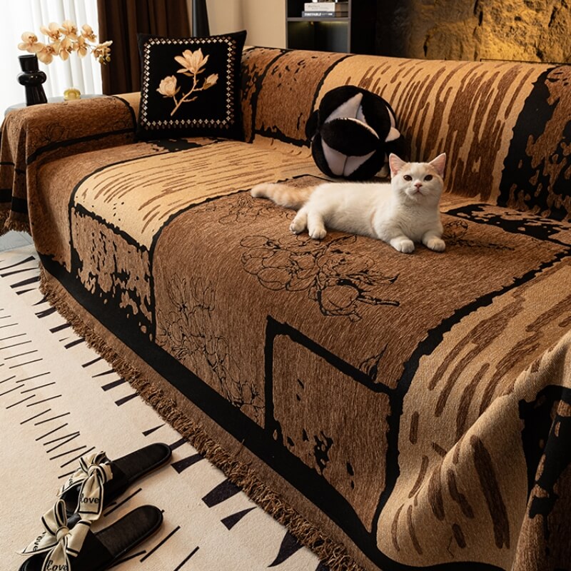 Vintage Chenille Sofa Protector - Scratch-Resistant Couch Cover Throw for Stylish, Durable Protection