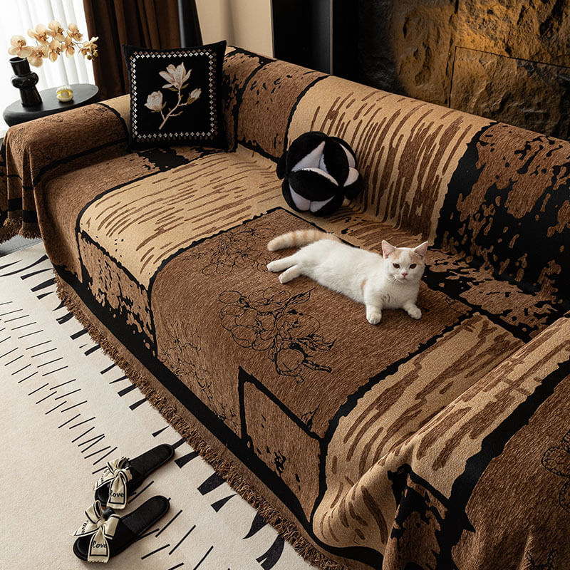 Vintage Chenille Sofa Protector - Scratch-Resistant Couch Cover Throw for Stylish, Durable Protection