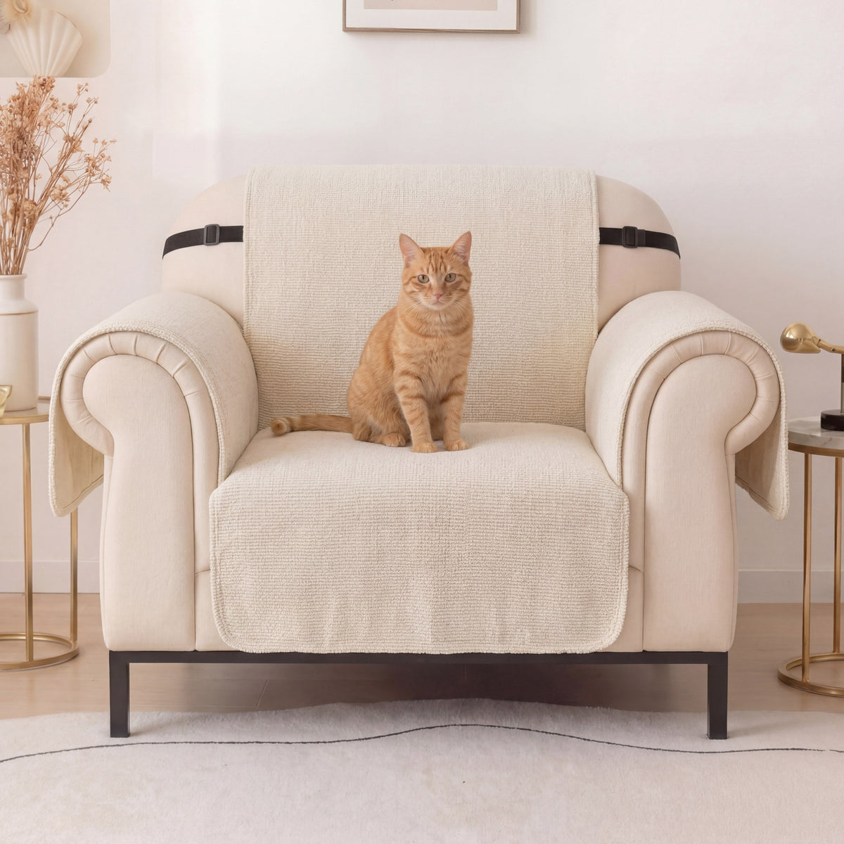 One-Piece Chenille Recliner Chair Cover - Scratch-Resistant, Durable, Water-Repellent & Non-Slip