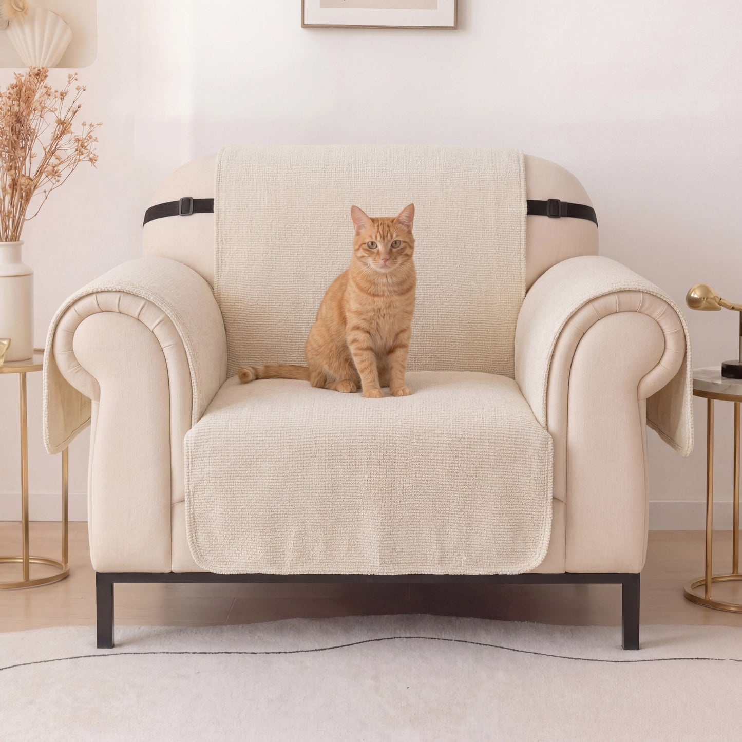 One-Piece Chenille Recliner Chair Cover - Scratch-Resistant, Durable, Water-Repellent & Non-Slip