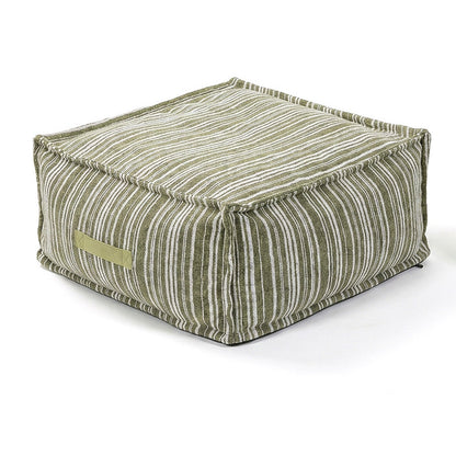 Green corduroy stripe floor cushion dog bed, 80 x 80 cm