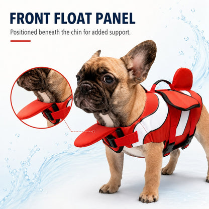 Dog Life Jacket for French Bulldogs with Chin Float & Grab Handle