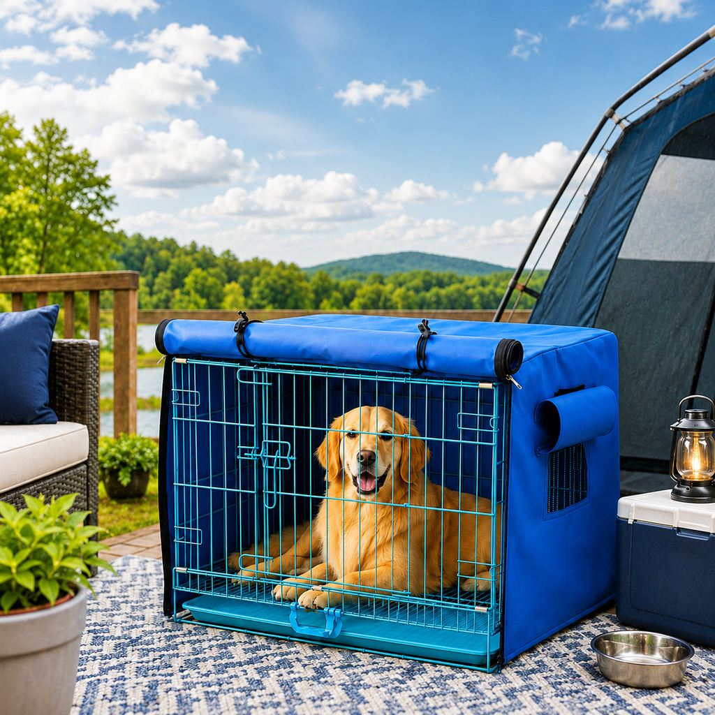 Dog Crate Cover for Indoor & Outdoor Use, All-Weather Kennel Cover