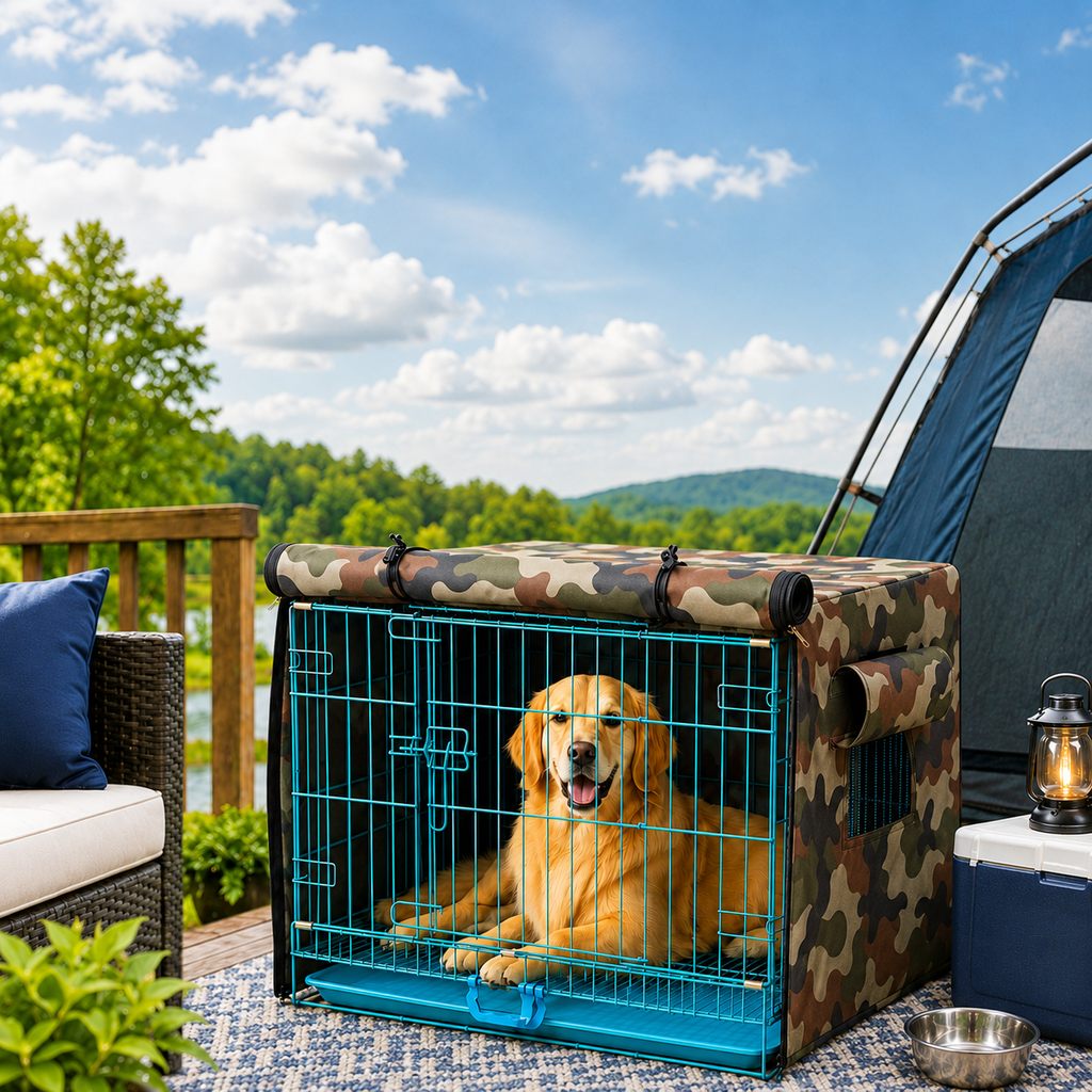 Dog Crate Cover for Indoor & Outdoor Use, All-Weather Kennel Cover