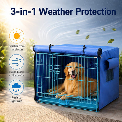 Dog Crate Cover for Indoor & Outdoor Use, All-Weather Kennel Cover