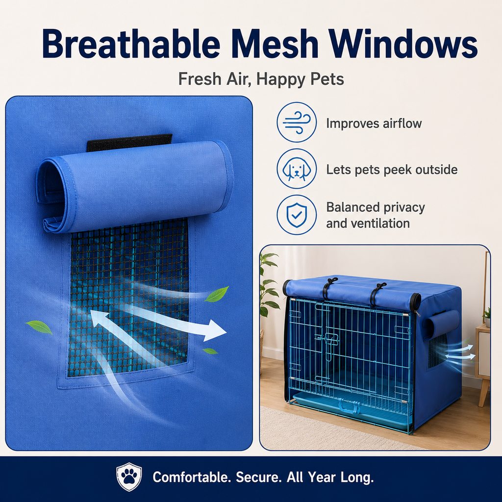 Dog Crate Cover for Indoor & Outdoor Use, All-Weather Kennel Cover