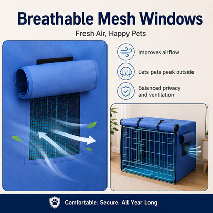 Dog Crate Cover for Indoor & Outdoor Use, All-Weather Kennel Cover