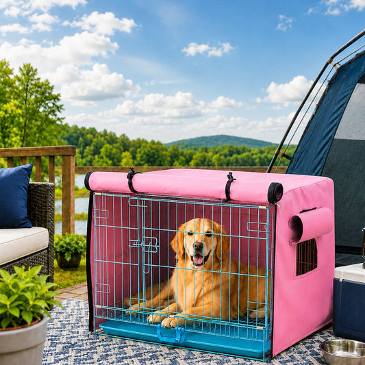 Dog Crate Cover for Indoor & Outdoor Use, All-Weather Kennel Cover