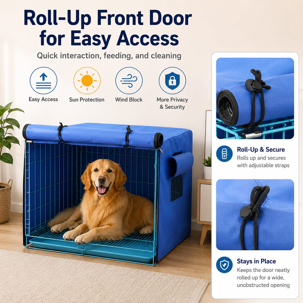Dog Crate Cover for Indoor & Outdoor Use, All-Weather Kennel Cover