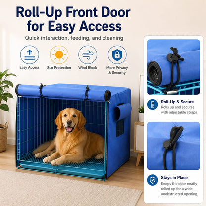 Dog Crate Cover for Indoor & Outdoor Use, All-Weather Kennel Cover