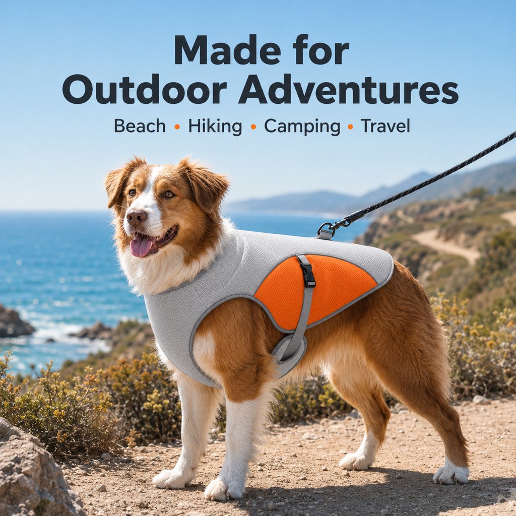 Dog Cooling Vest, Evaporative Wet-to-Cool Jacket for Summer