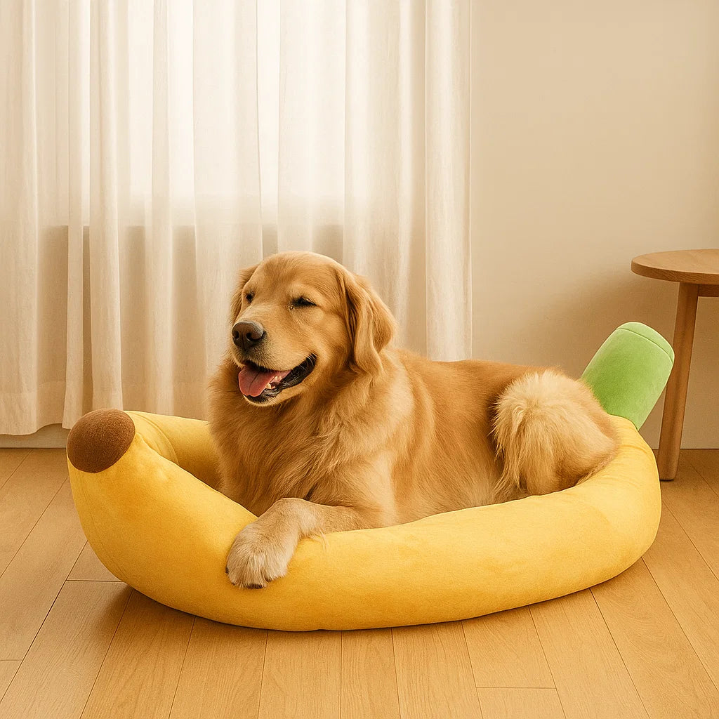 Banana Dog Bed | Washable Plush Anti-Slip Pet Bed for Large Dogs
