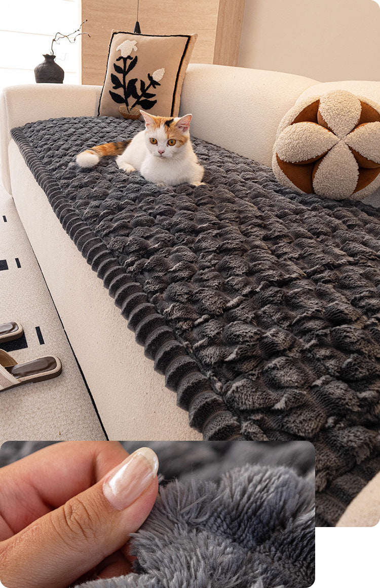 Snow velvet black plush cover with cat