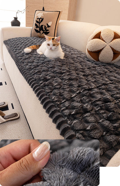Snow velvet black plush cover with cat