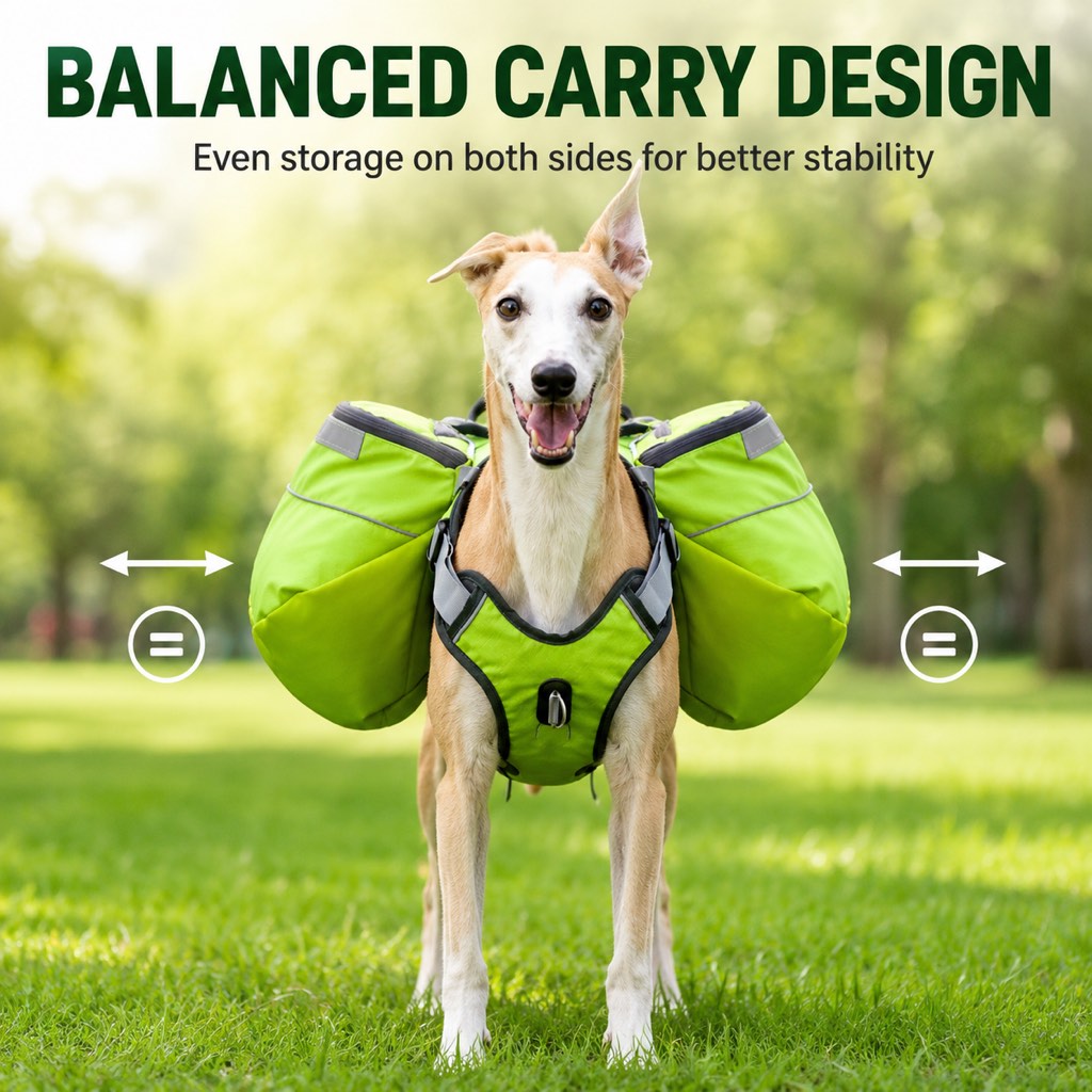 Dog Backpack for Hiking, Saddlebag Harness for Camping Trips