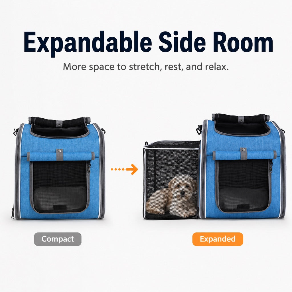 Bike Pet Carrier Backpack, Expandable 4-in-1 for Cats & Small Dogs